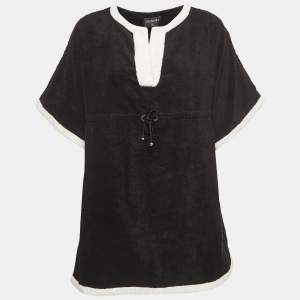  Chanel Black Terry Coco Beach Mini Cover-Up Dress S 