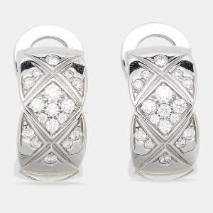 Chanel Coco Crush Diamond 18K White Gold Hoop Earrings