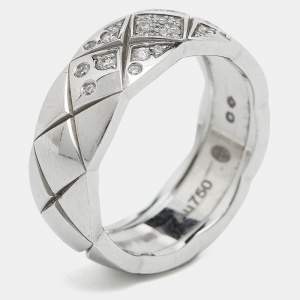 Chanel Coco Crush Diamond 18K White Gold Band Ring 50