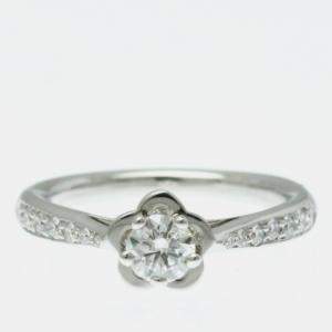Chanel Silver Platinum Diamond Camellia Half Eternity Ring Carat/0.3