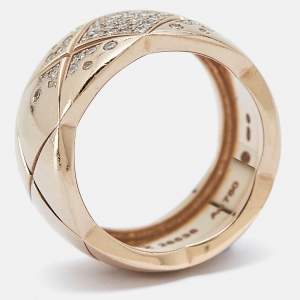 Chanel Coco Crush Diamond 18k Rose Gold Ring Size 56