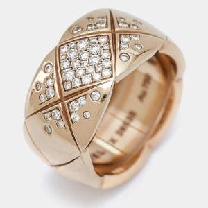 Chanel Coco Crush Diamond 18k Rose Gold Ring Size 56