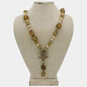 Chanel Rhinestone Beaded Pearl Necklace