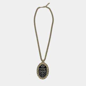 Chanel Black Rhinestone Egyptian Scarab Necklace