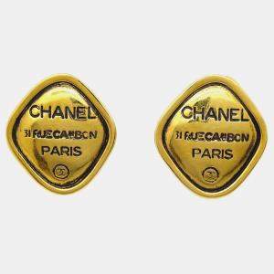 Chanel Gold Rhombus Clip-On Earrings 
