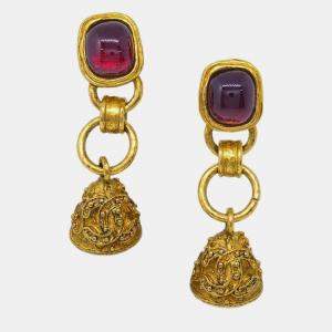 Chanel Gripoix Bell Dangle Earrings Clip-On