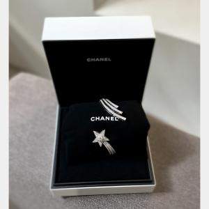 Chanel Platinum Full Diamond Comet Bracelet Size S 