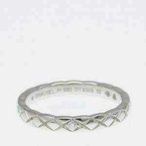 Pre Owned Chanel Coco Crush Ring Mini Diamond and Platinum Band Ring EU 52