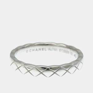 مملوكة مسبقًا Chanel Coco Crush Mini Model 18K White Gold Band Ring Size 52
