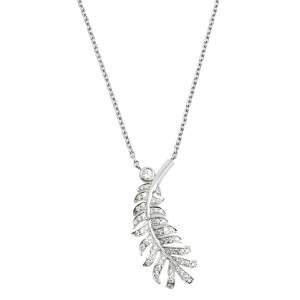 Chanel Plume De Chanel Diamond 18K White Gold Pendant Necklace 