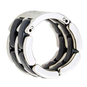 Chanel Ultra Black Ceramic 18k White Gold Band Ring Size 53