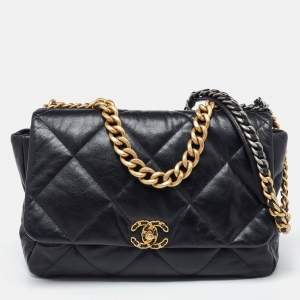 Chanel Black Quilted Leather Maxi 19 Shoulder Bag