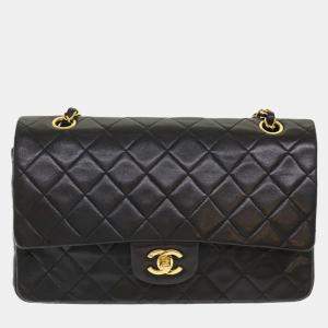 Chanel Black Leather Classic Double Flap Shoulder Bag