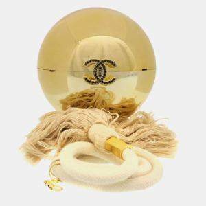 Pre Owned Chanel Gold Plexiglass Round Shape Minaudiere Bag