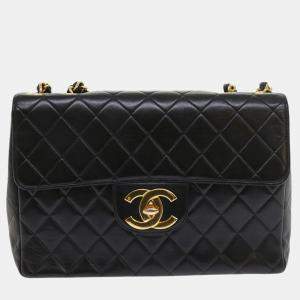 Chanel Black Leather Classic Double Flap Bag