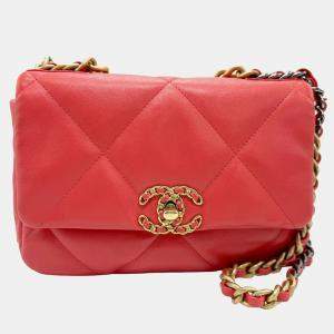 Chanel Red Leather Small 19 Shoulder Bag