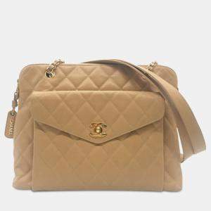 Chanel CC Quilted Caviar Front Pocket Shoulder Bag