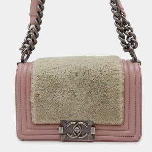 Chanel Pink Leather and Shearling Boy Bag