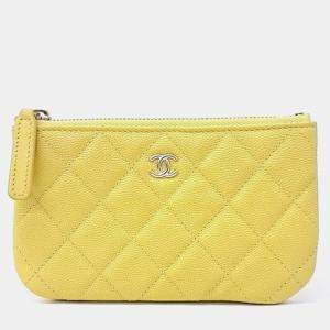 Chanel Yellow Caviar Leather Mini O-Case Pouch