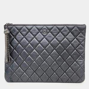 Chanel Silver leather Clutch Bag