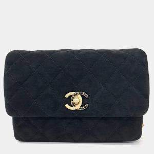 Chanel Black suede Chain Flap Bag  