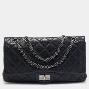 Chanel Black Quilted Aged Leather Reissue 2.55 Classic 227 Flap Bag