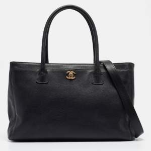 Pre Owned Chanel Black Leather Cerf Shopper Tote