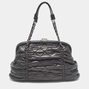 Pre Owned Chanel Black Quilted Leather Sharpei Frame Bag
