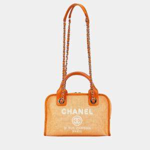 Chanel Orange Canvas Small Deauville Tote Bag