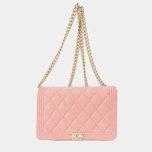 Chanel Pink Leather Boy Wallet on Chain