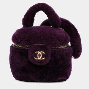 Chanel Small Quilted Shearling Vanity Case