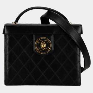 Chanel Black Leather CC Turnlock Lambskin Vanity Case