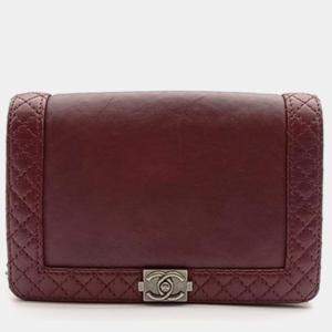 Chanel Burgundy Leather Reverso Boy Shoulder Bag