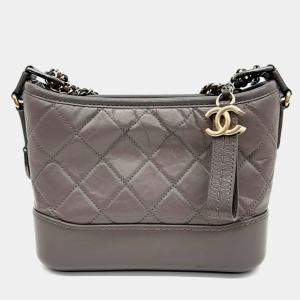 Pre Owned Chanel Grey Leather Gabrielle Small Hobo Bag 