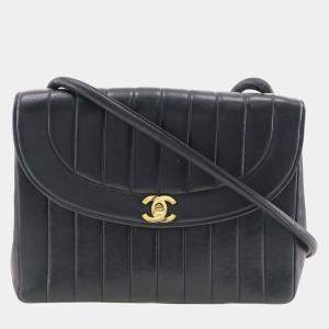 Chanel Black Leather Mademoiselle Vertical quilt Flap Bag