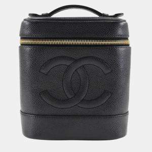 Chanel Black Leather Vanity Case Clutch