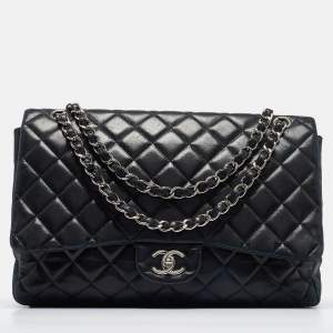 Chanel Black Quilted Leather Maxi Classic Single Flap Bag