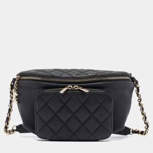 Chanel Black Caviar Leather Business Affinity Waist Bag