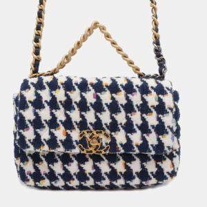 Chanel Blue/White Tweed 19 Shoulder Bags