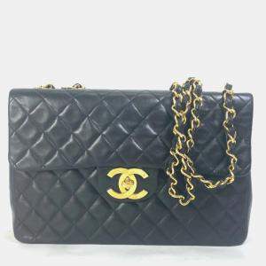 Chanel Black Quilted Lambskin Maxi Vintage Classic Single Flap Bag