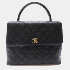 Chanel Black Leather Kelly Top Handle Bag