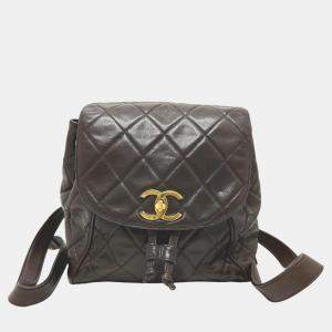 Chanel Brown Leather Vintage CC Backpack Bag