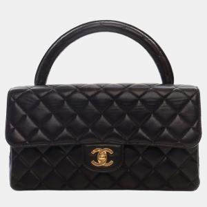 Chanel Black Medium Lambskin Kelly Parent Top Handle Bag