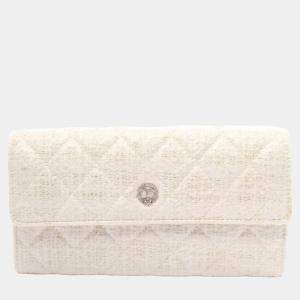 Chanel Beige CC Coated Tweed Wallet On Chain