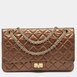 Chanel Metallic Brown Quilted Aged Leather Reissue 2.55 Classic 226 Flap Bag