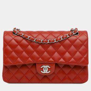 Chanel Red Lambskin Leather Medium Classic Double Flap Bag