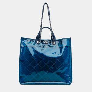 Chanel Blue PVC and Lambskin Leather Coco Splash Shopping Tote Bag

