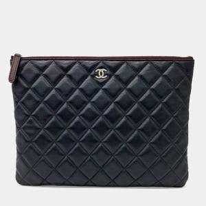 Pre Owned Chanel Lambskin New Medium Clutch