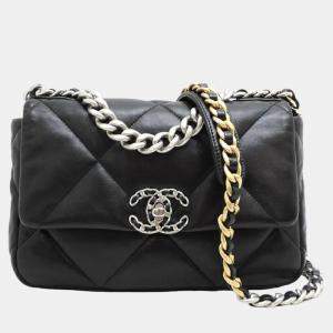 Chanel Black Leather Large 19 Flap Shoulder Bag