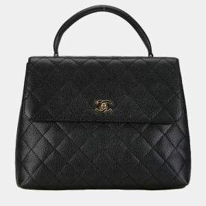 Chanel Black Leather Kelly Top Handle Bag